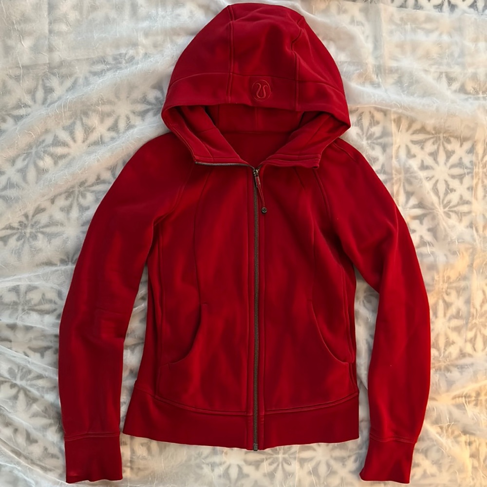 Lululemon scuba hoodie fire engine red, size 6